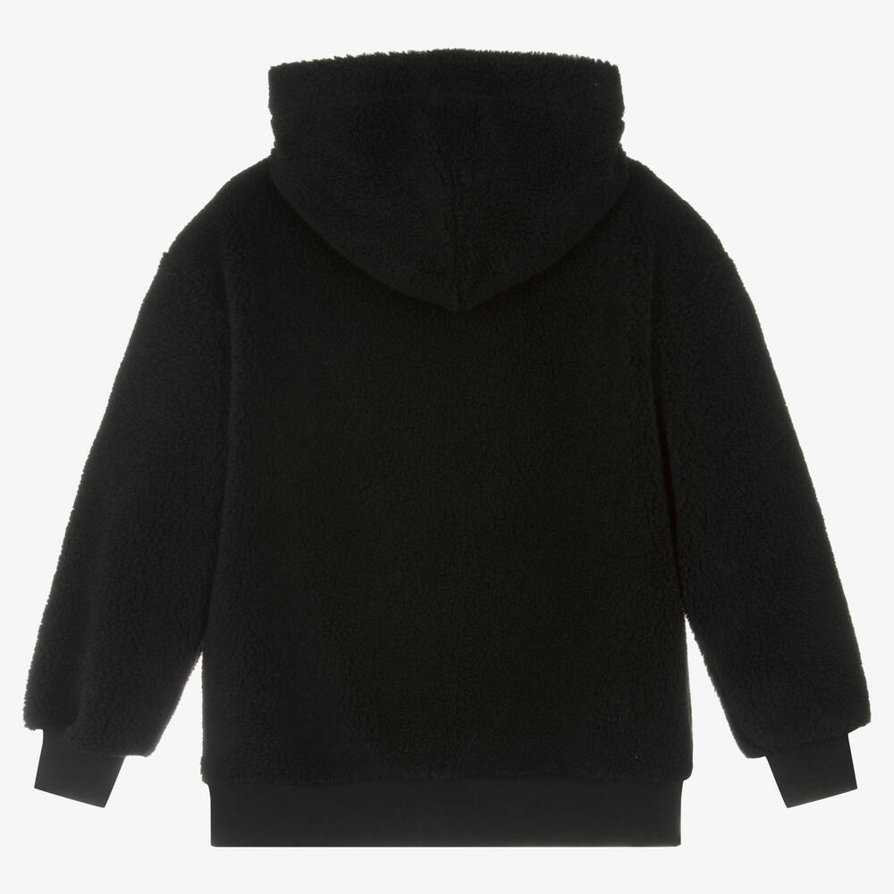 Black teddy fleece hoodie outlet