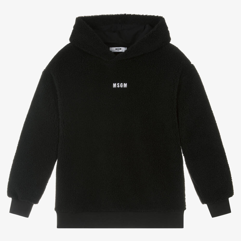 MSGM - Teen Boys Black Fleece Hoodie | Childrensalon