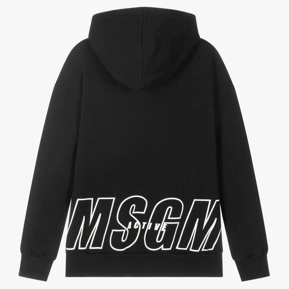 MSGM-Teen Boys Black Logo Hoodie | Childrensalon Outlet