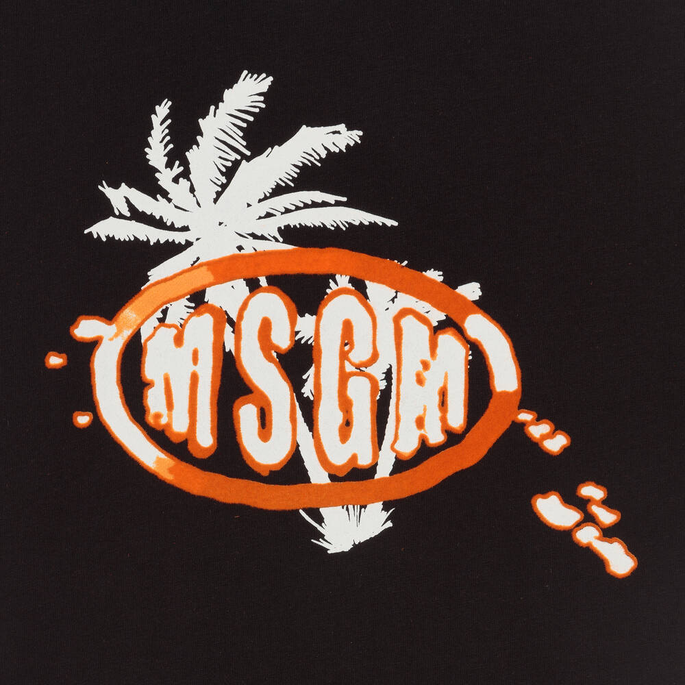 MSGM - Черная футболка с пальмами | Childrensalon Outlet