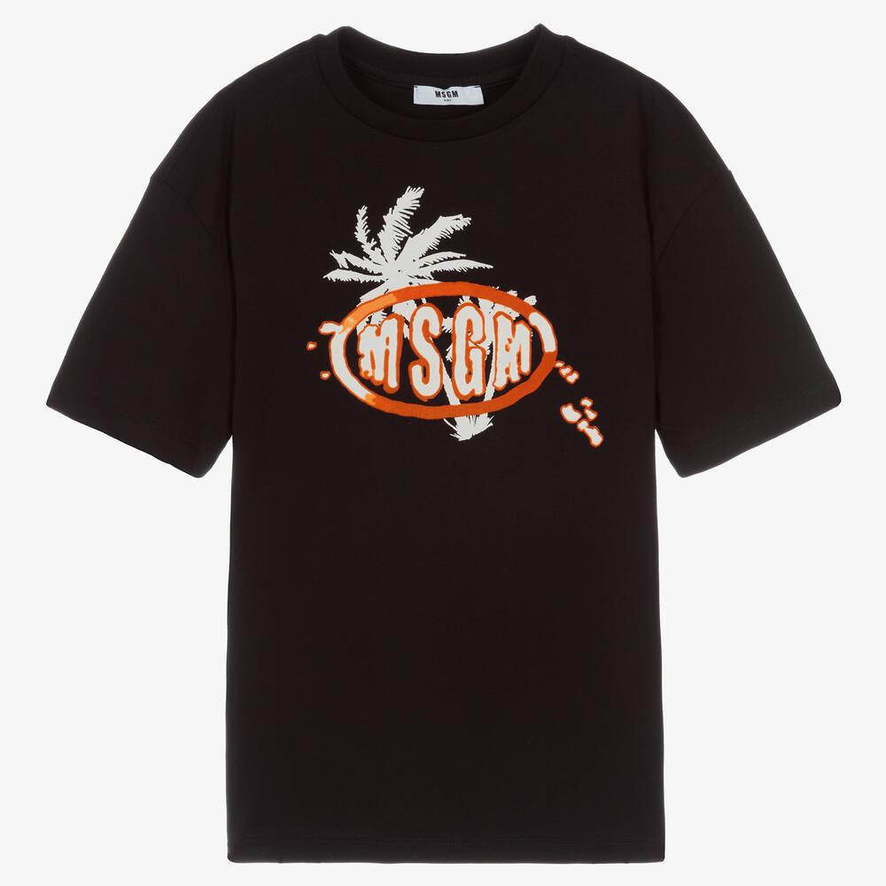 MSGM - Черная футболка с пальмами | Childrensalon Outlet