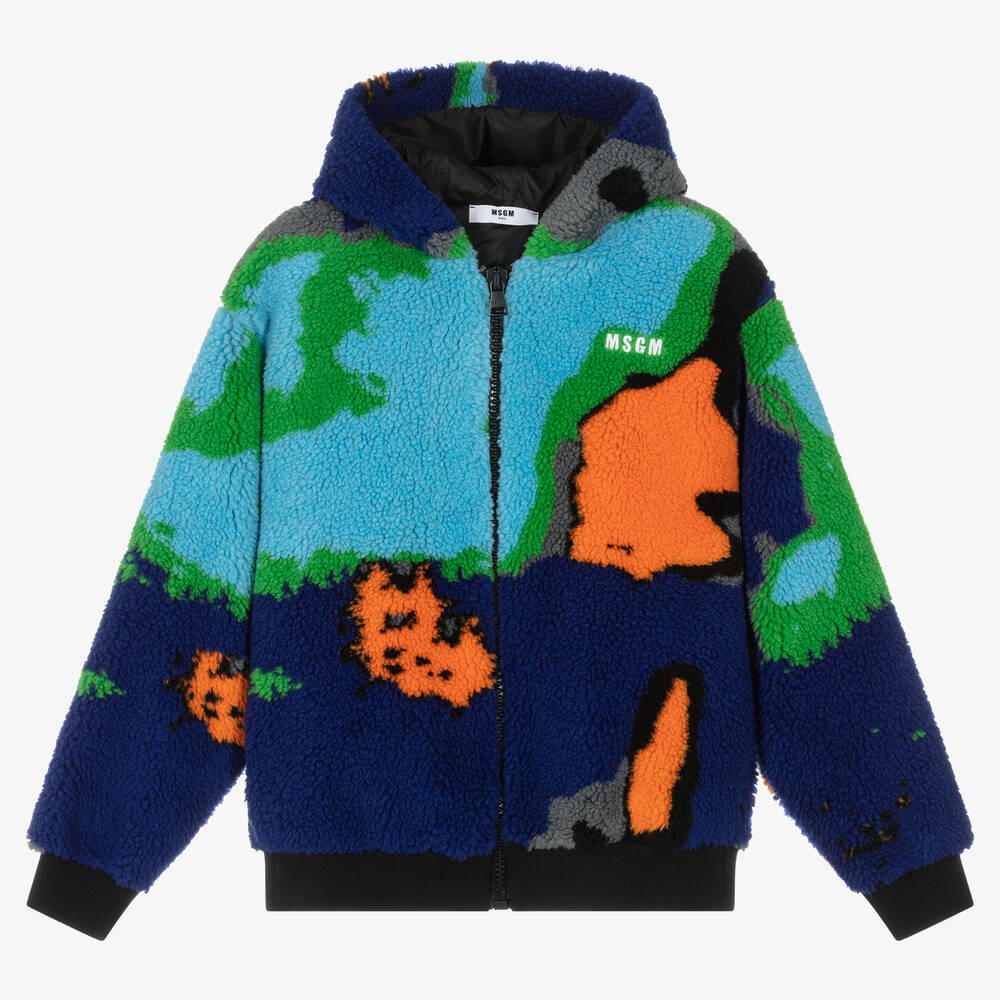 MSGM - Haut en polaire zippé bleu et vert ado garçon | Childrensalon