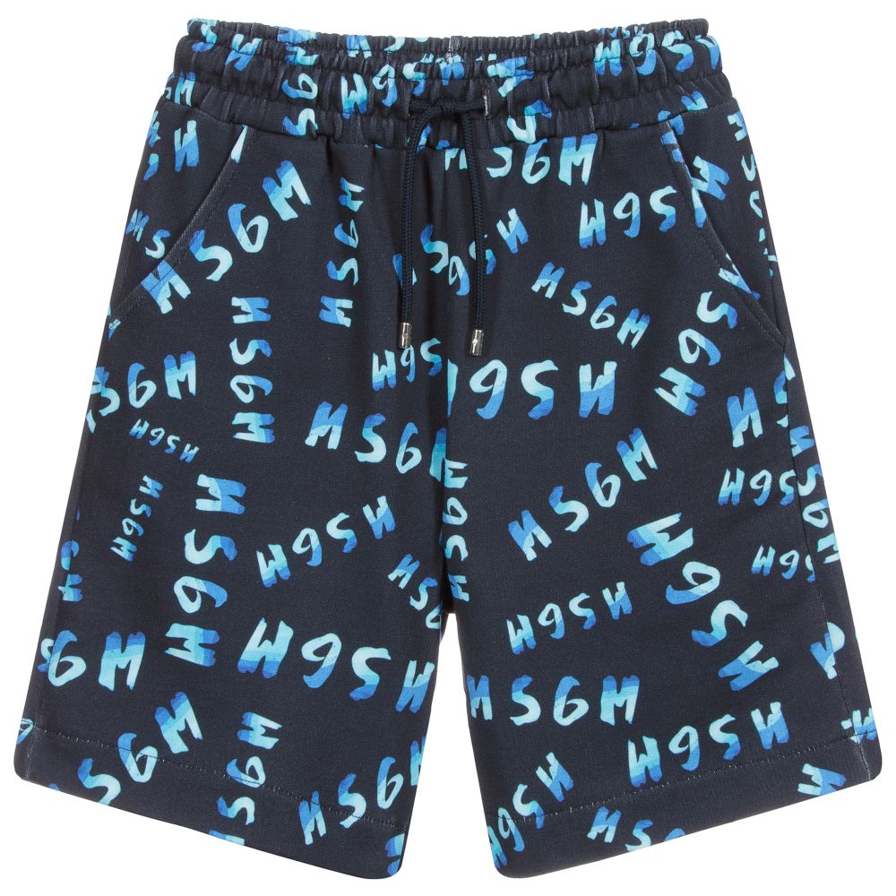 MSGM - Blaue Teen Shorts mit durchgehendem Logo | Childrensalon