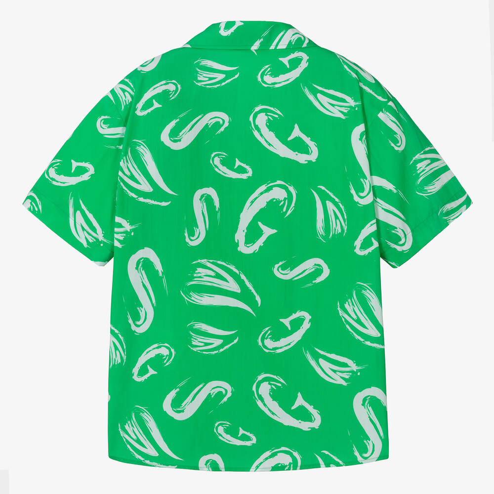 MSGM-Teen Boys Green Brushed Letter Shirt | Childrensalon Outlet