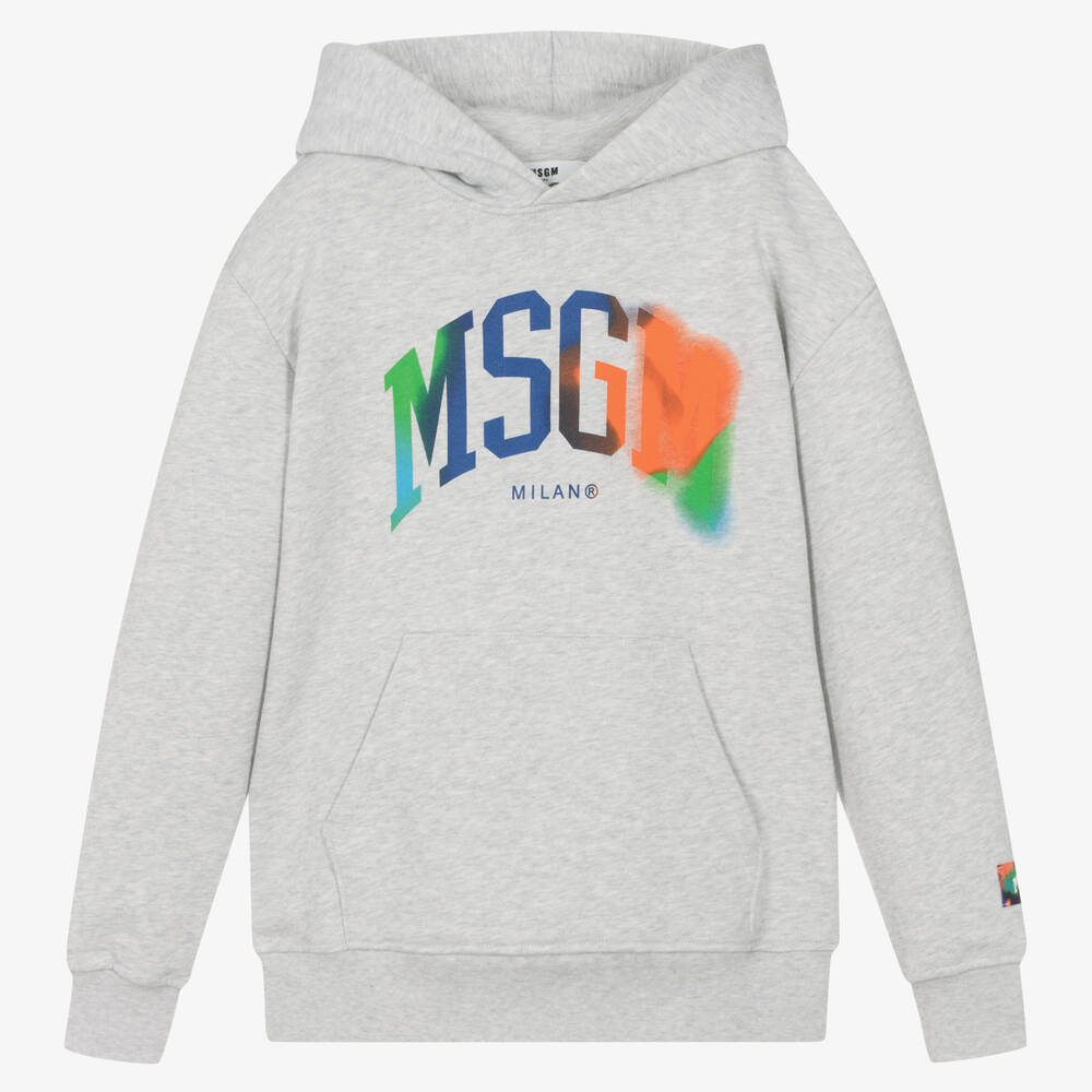 MSGM - Sweat à capuche gris en coton ado | Childrensalon