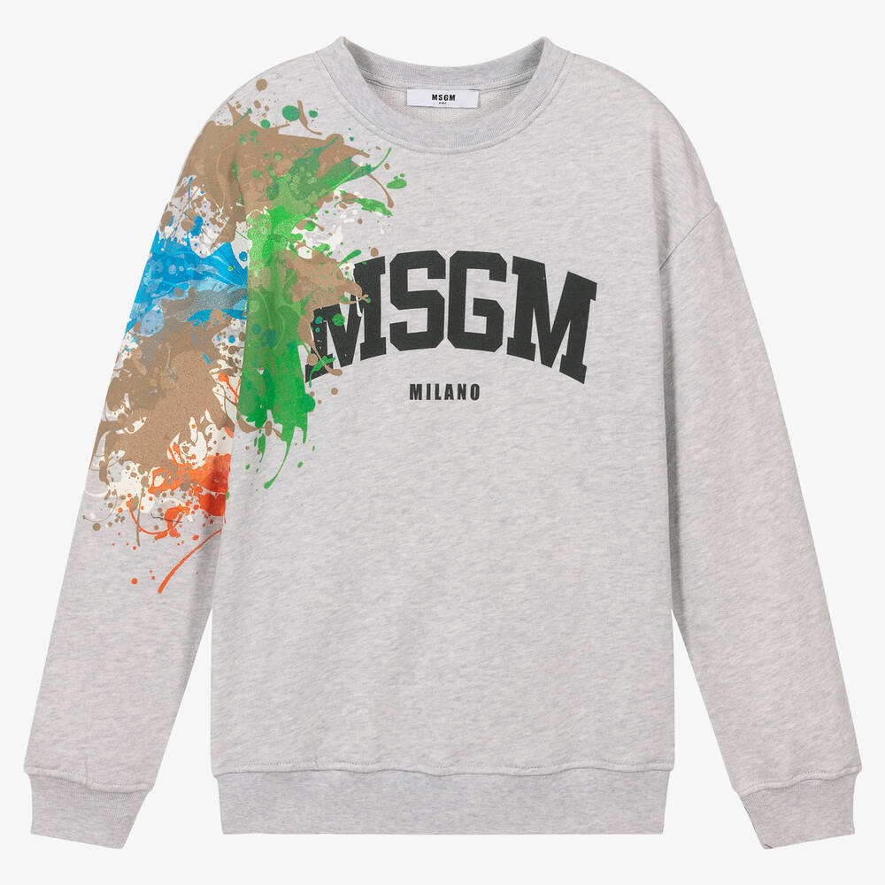 MSGM - Teen Boys Grey Paint Splat Sweatshirt | Childrensalon