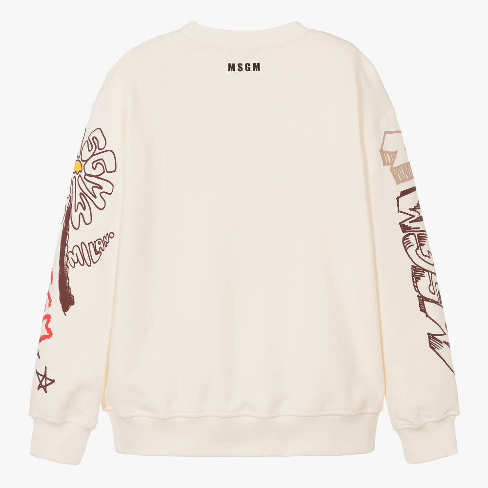 MSGM - Teen Boys Ivory Graffiti Print Sweatshirt
