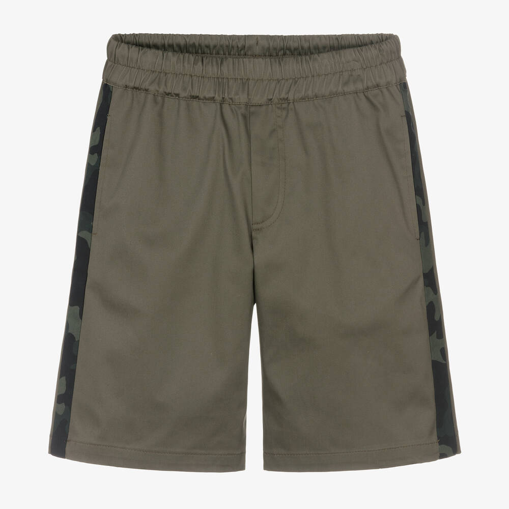 MSGM - Teen Boys Khaki Green Shorts | Childrensalon