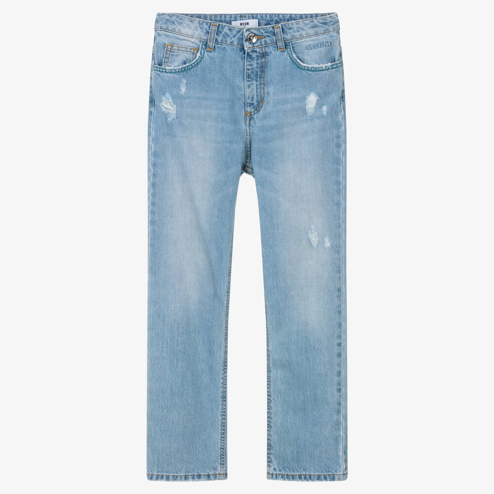 MSGM - Teen Boys  Light Blue Cotton Denim Jeans | Childrensalon