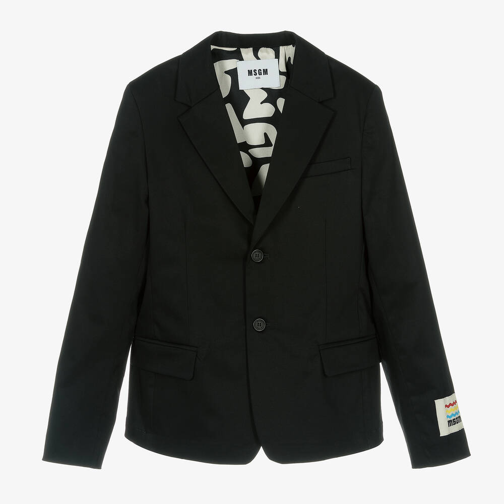 MSGM - Teen Boys Logo Lined Black Blazer | Childrensalon