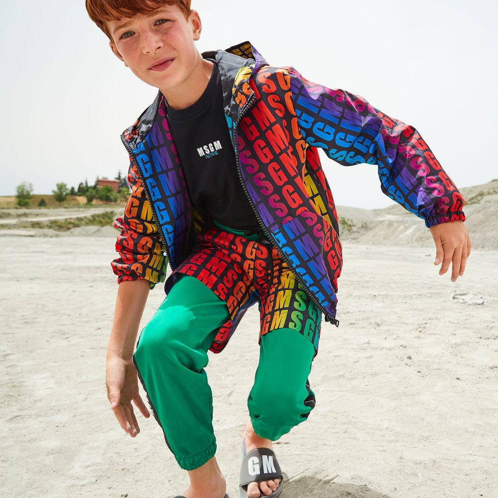 MSGM Teen Boys Rainbow Logo Shorts Childrensalon Outlet