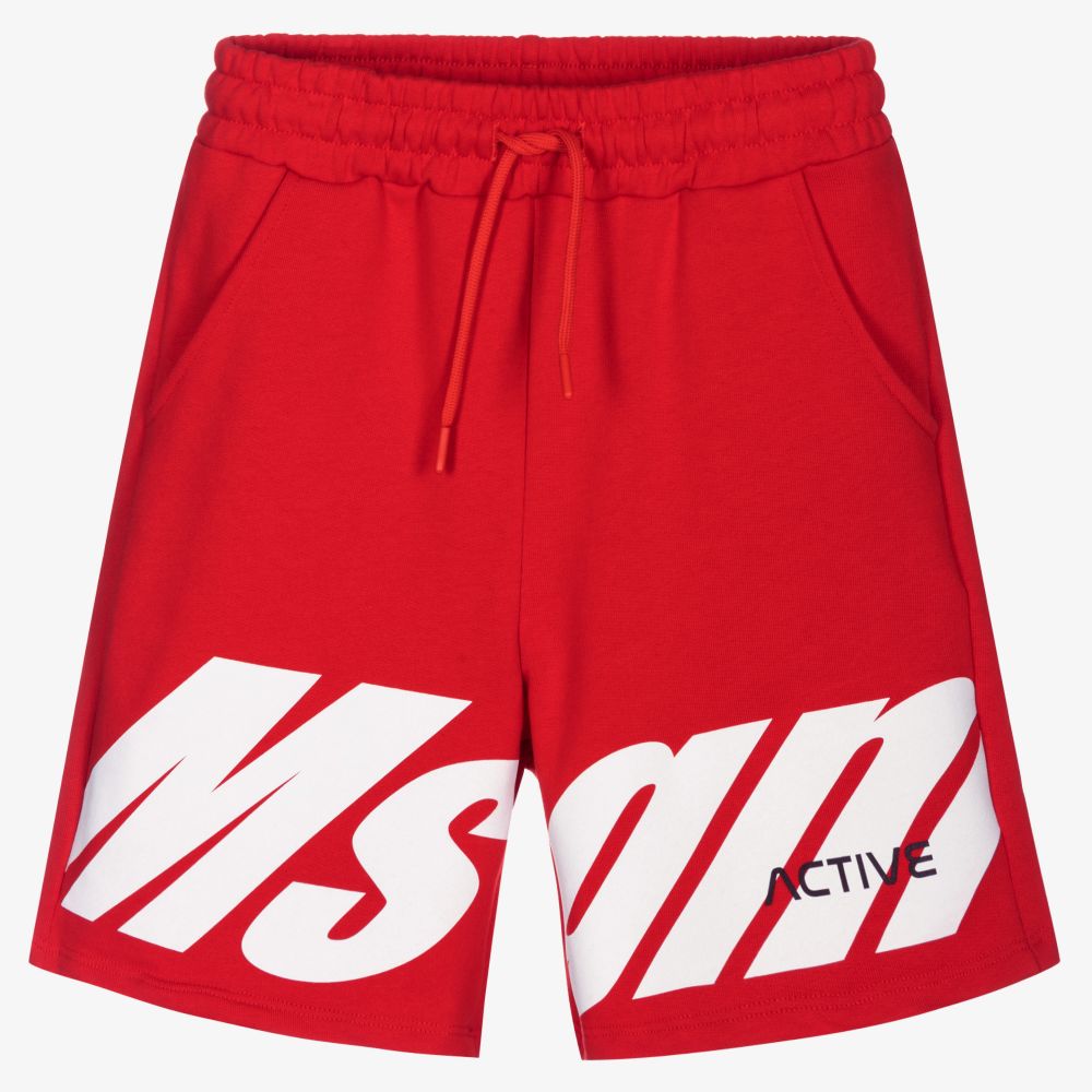 MSGM - Teen Boys Red Cotton Shorts | Childrensalon