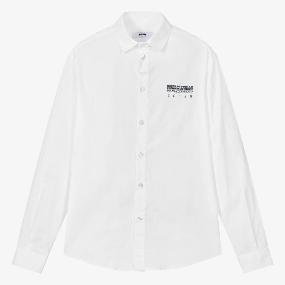 MSGM-Белая хлопковая рубашка для мальчиков-подростков | Childrensalon Outlet