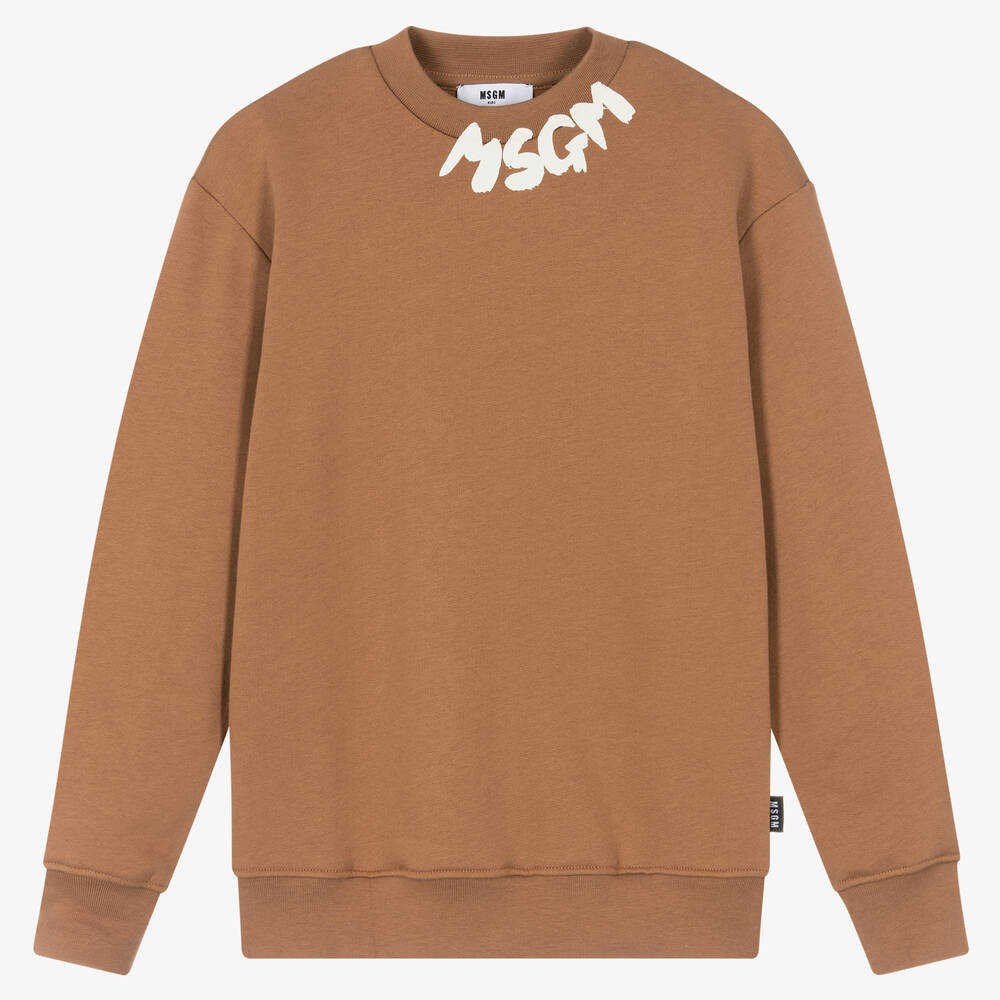 MSGM - Teen Brown Cotton Jersey Sweatshirt | Childrensalon