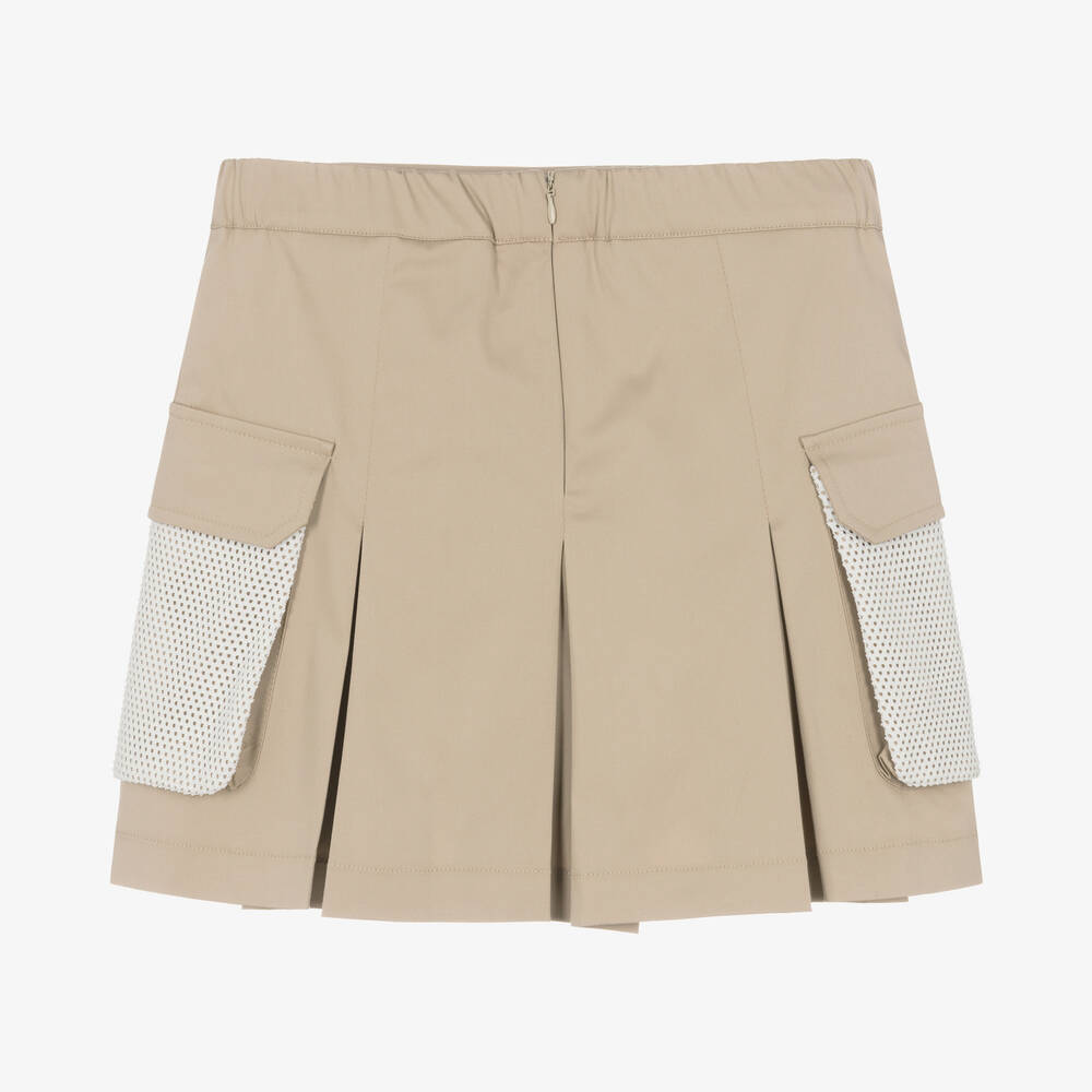 MSGM-تنورة بكسرات مزيج قطن لون بيج للمراهقات | Childrensalon Outlet