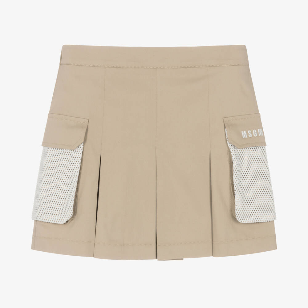 MSGM-Teen Girls Beige Pleated Skirt | Childrensalon Outlet