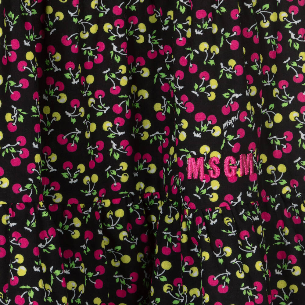 MSGM-Teen Girls Black Cotton Micro Cherry Dress | Childrensalon Outlet