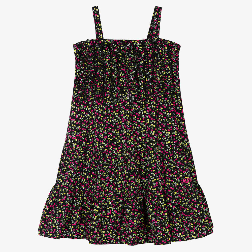 MSGM - Robe coton noir à micro cerises ado | Childrensalon