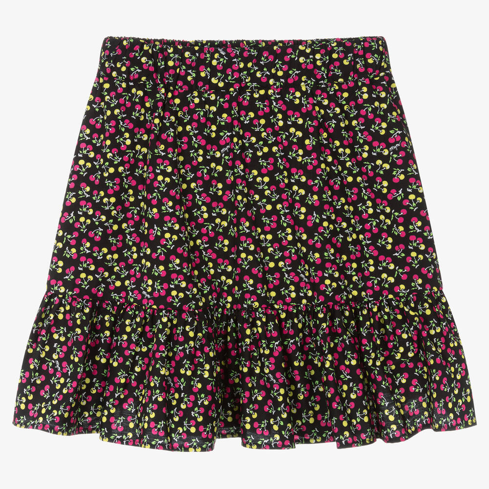 MSGM - Teen Girls Black Cotton Micro Cherry Skirt | Childrensalon