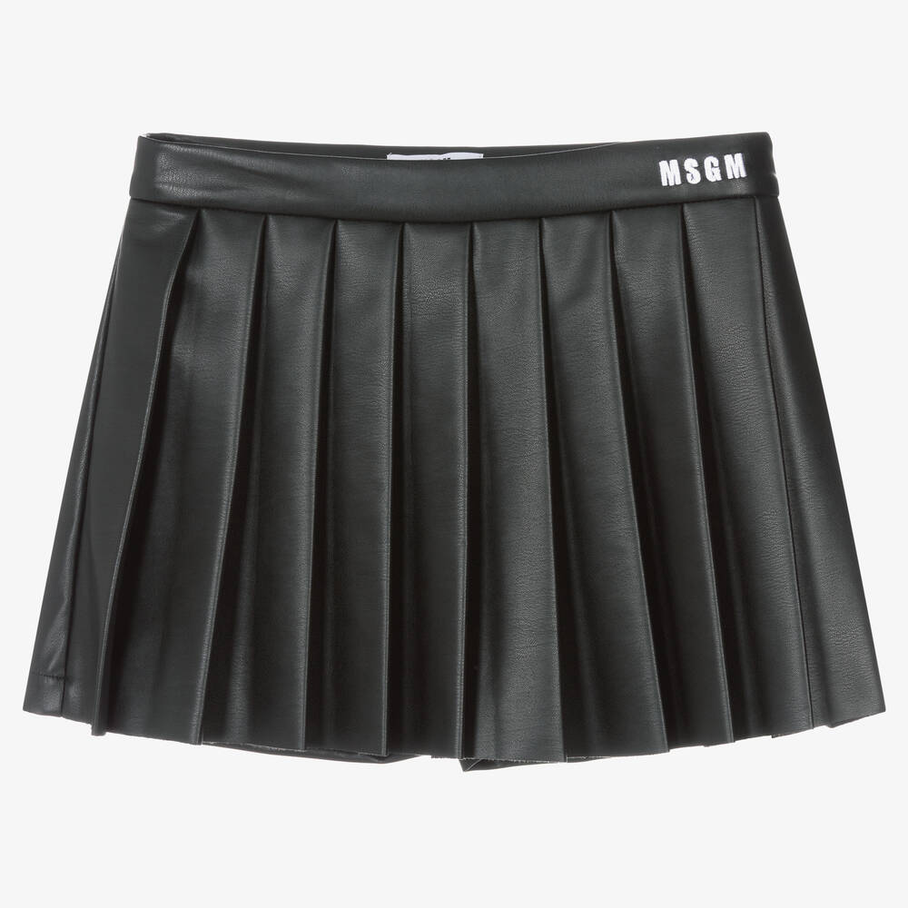 MSGM - Teen Girls Black Faux Leather Skort | Childrensalon