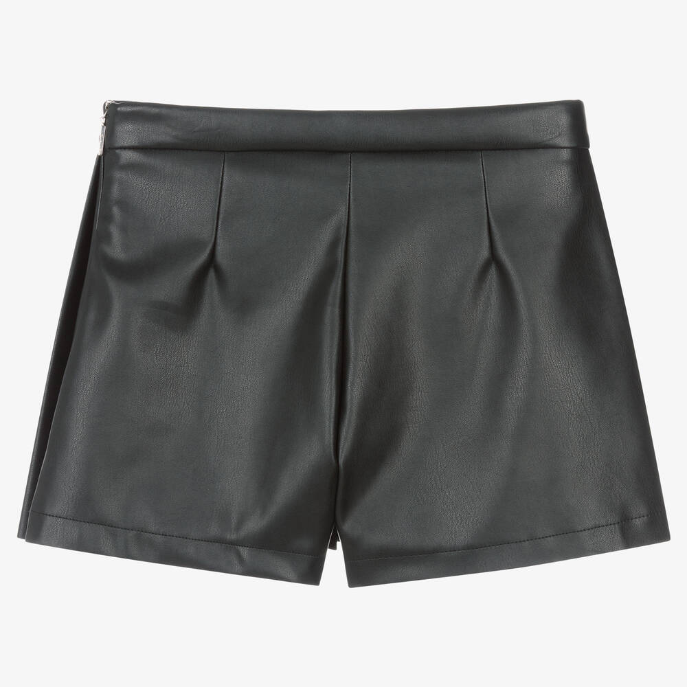 MSGM-Teen Girls Black Faux Leather Skort | Childrensalon Outlet