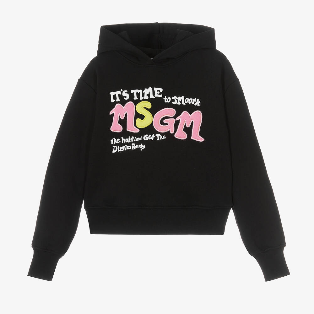 MSGM - Sweat à capuche noir ado fille | Childrensalon