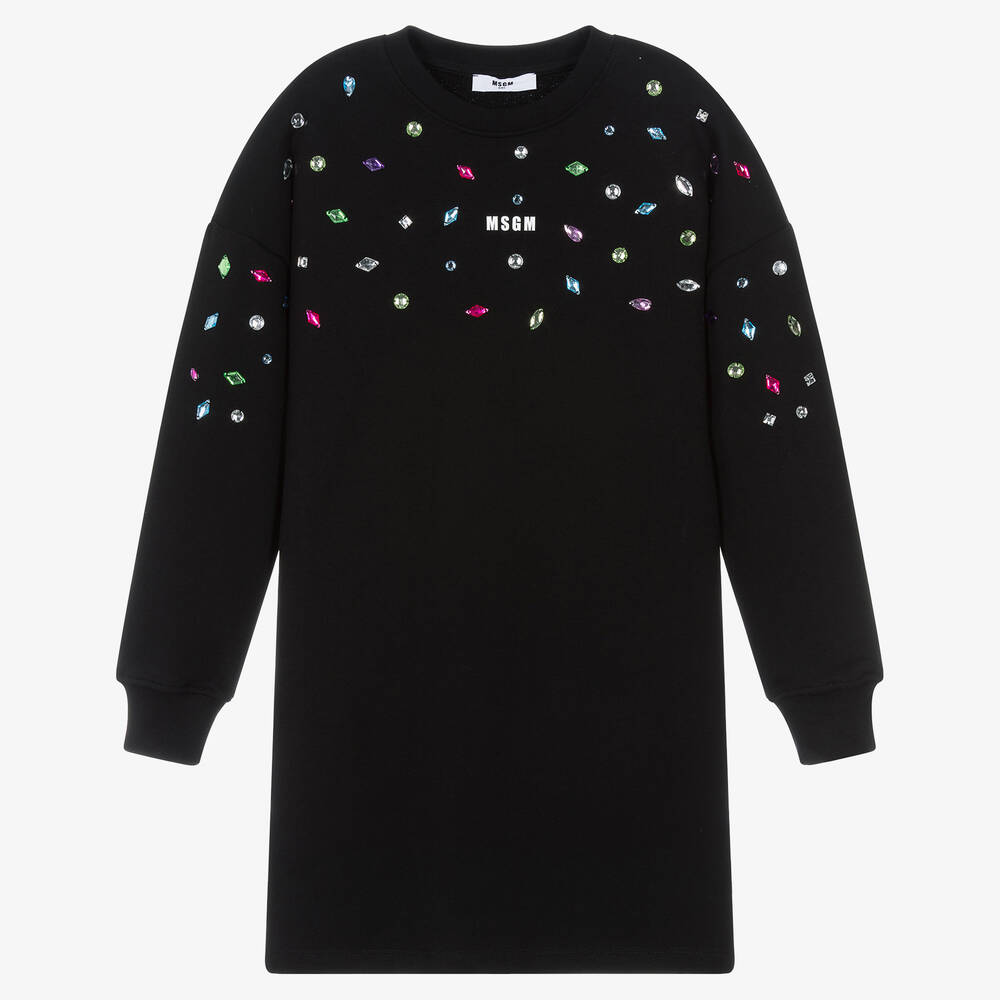 MSGM - Robe noire en jersey à bijoux ado | Childrensalon