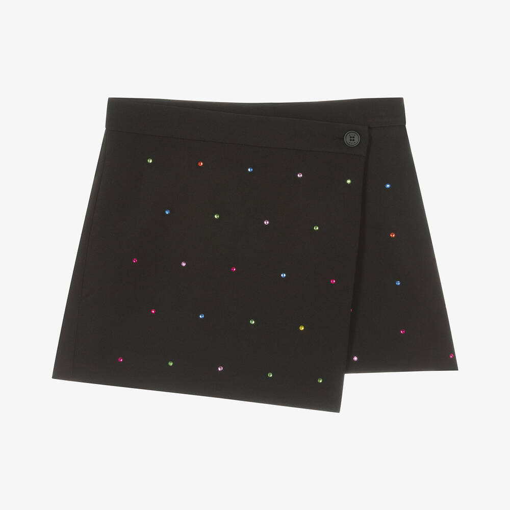 MSGM - Jupe-short noire à strass Ado fille | Childrensalon