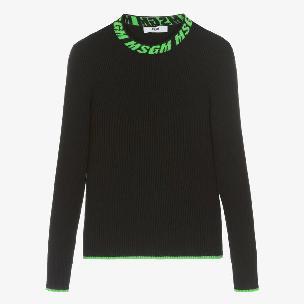 Pull noir en maille ado fille