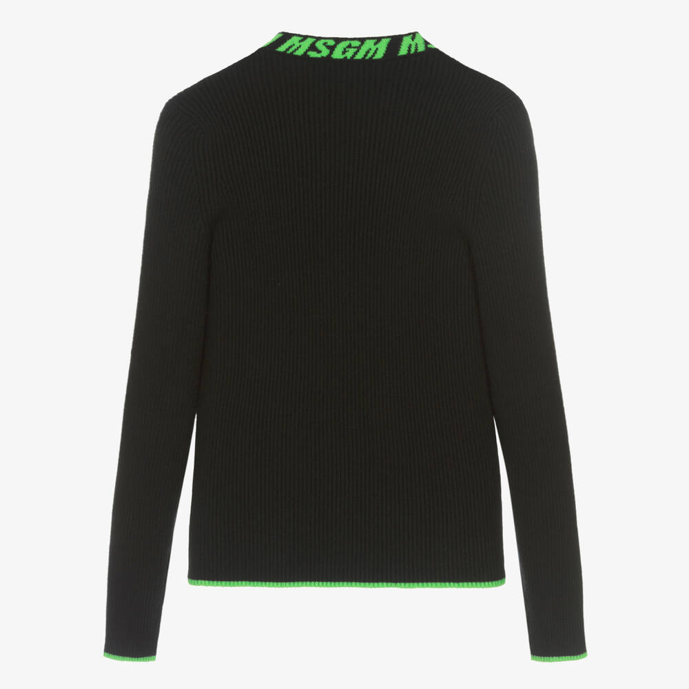 MSGM-بلوفر مزيج فيسكوز محبوك لون أسود للمراهقات | Childrensalon Outlet