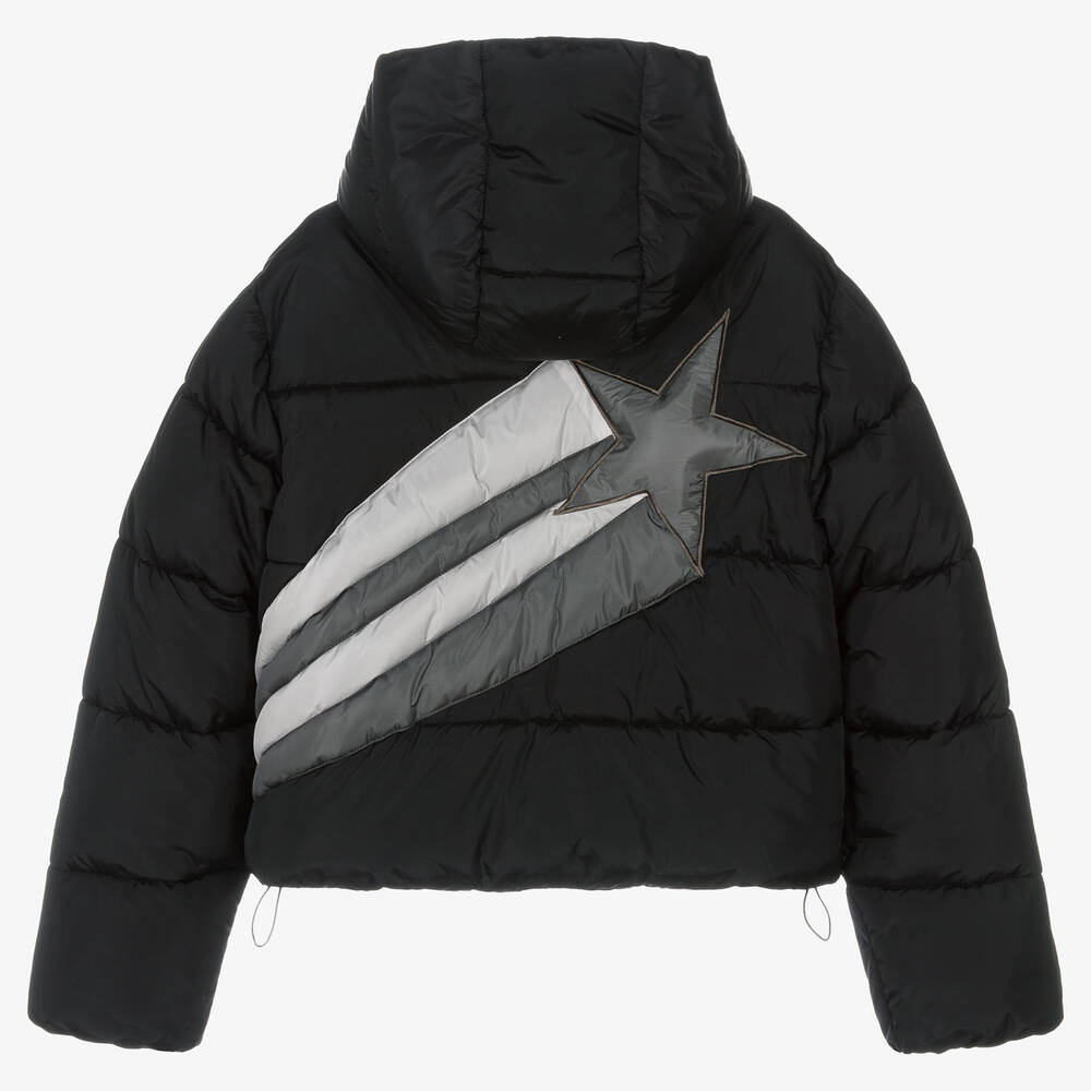Girls' Solid Cropped Puffer Jacket - art class™ Black XS