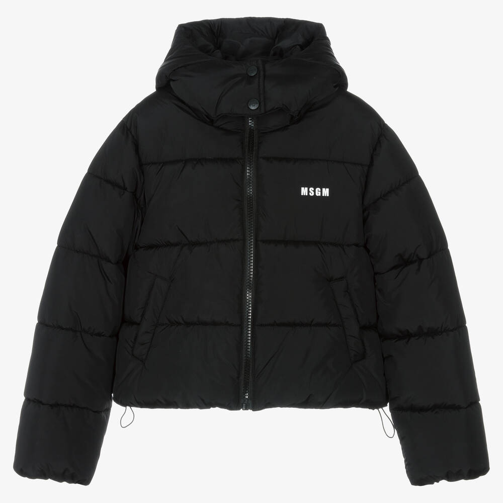 MSGM - Teen Girls Black Star Cropped Puffer Jacket | Childrensalon