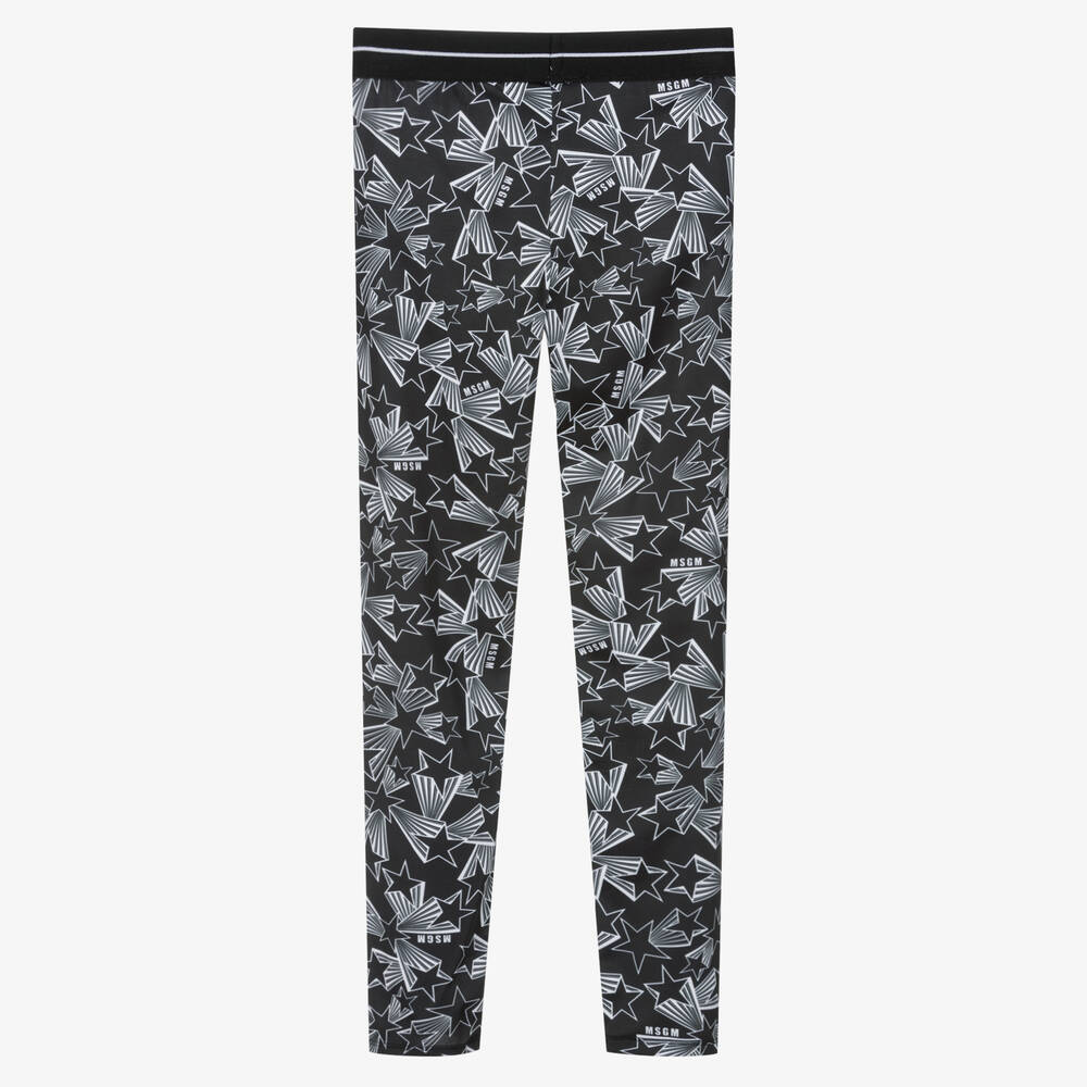 MSGM Teen Girls Black Star Print Leggings