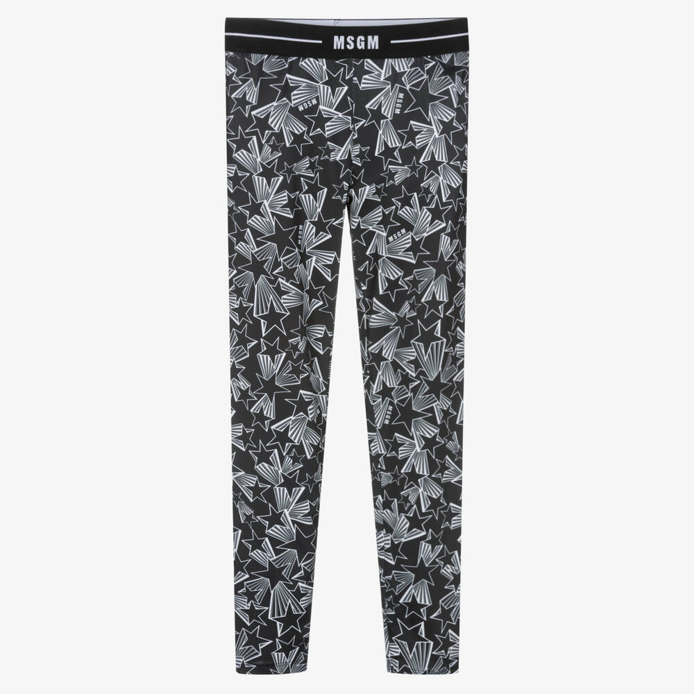 MSGM - Legging noir à imprimé étoiles ado | Childrensalon