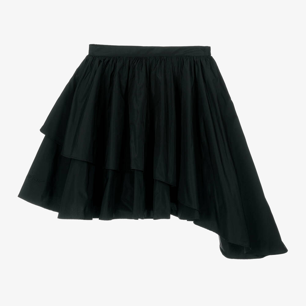 MSGM - Teen Girls Black Taffeta Asymmetric Skirt | Childrensalon