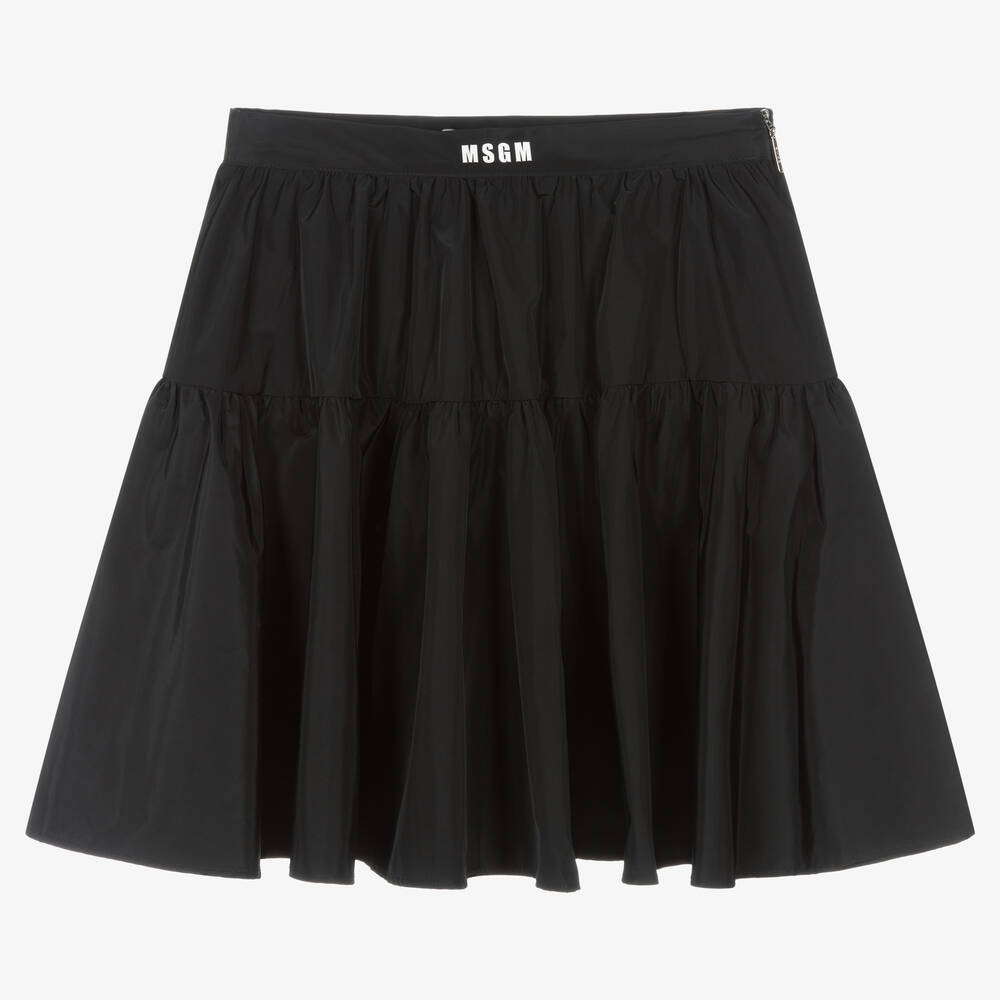 MSGM - Jupe noire en taffetas  pour ado fille | Childrensalon