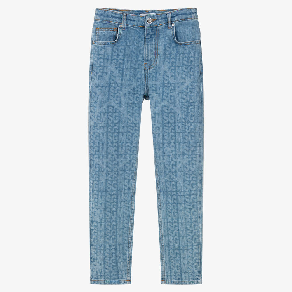 MSGM - Teen Girls Blue Cotton Denim Jeans | Childrensalon