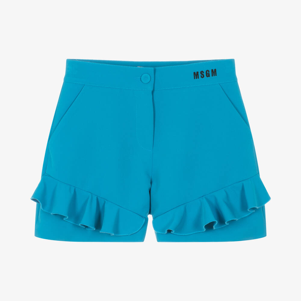 Short bleu en crepe ado fille
