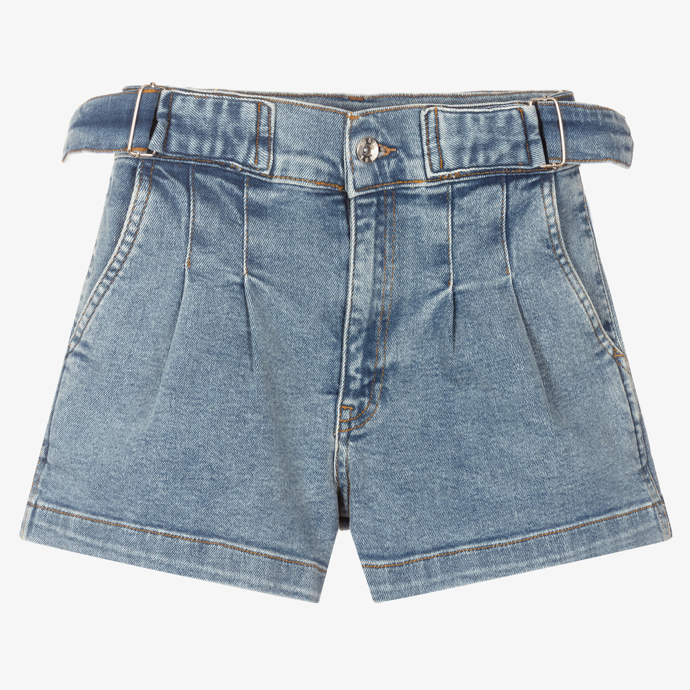MSGM - Teen Girls Blue Denim Shorts | Childrensalon