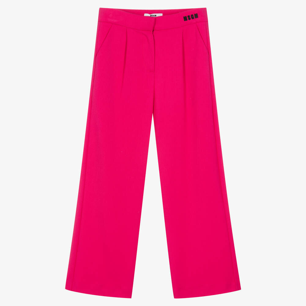 MSGM - Teen Girls Fuchsia Pink Wide Leg Trousers | Childrensalon