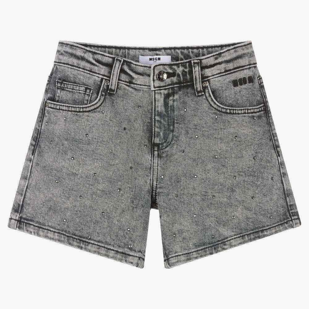 MSGM - Jeansshorts mit Stone-Waschung Grau | Childrensalon