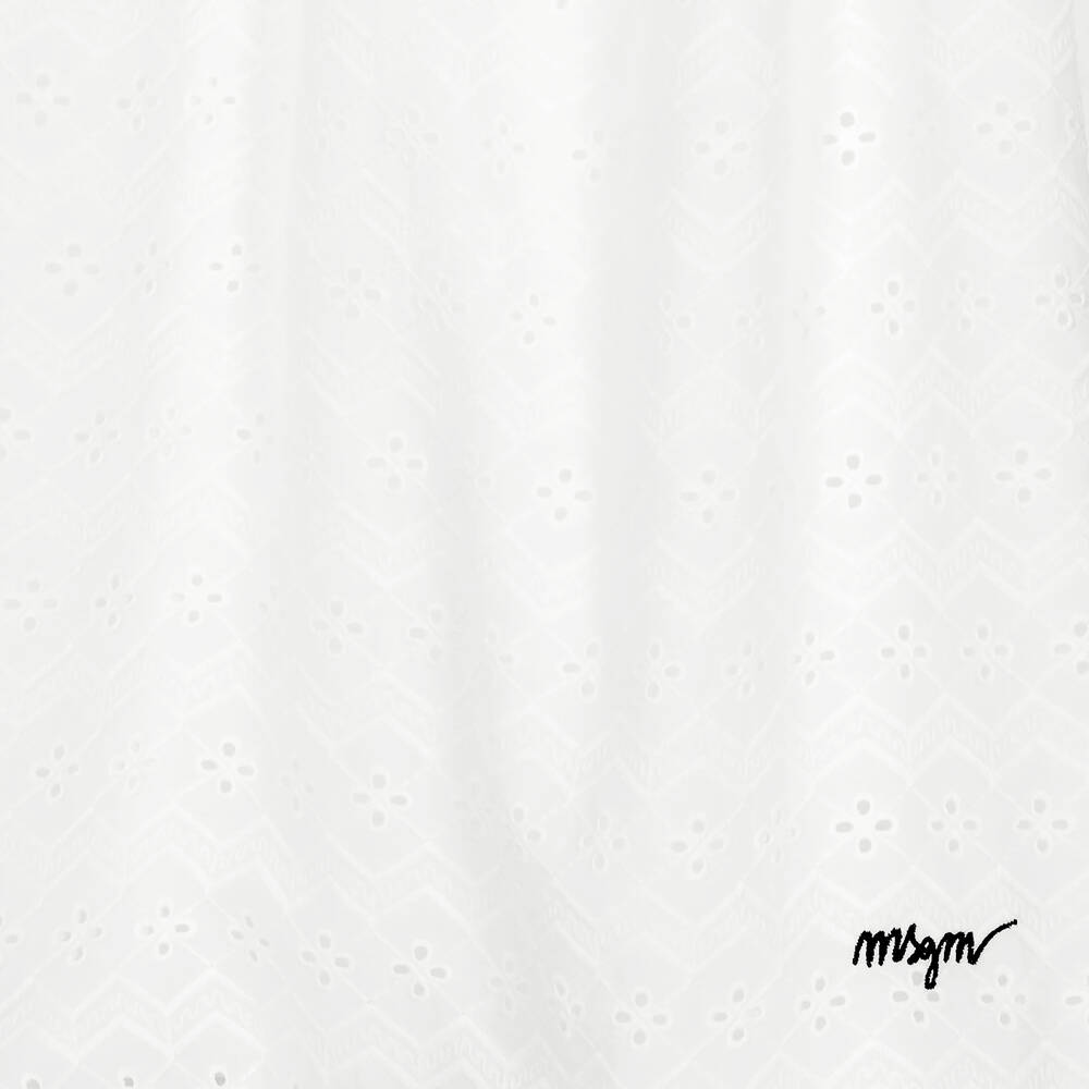 MSGM-فستان تينز بناتي قطن برودوري لون أبيض | Childrensalon Outlet
