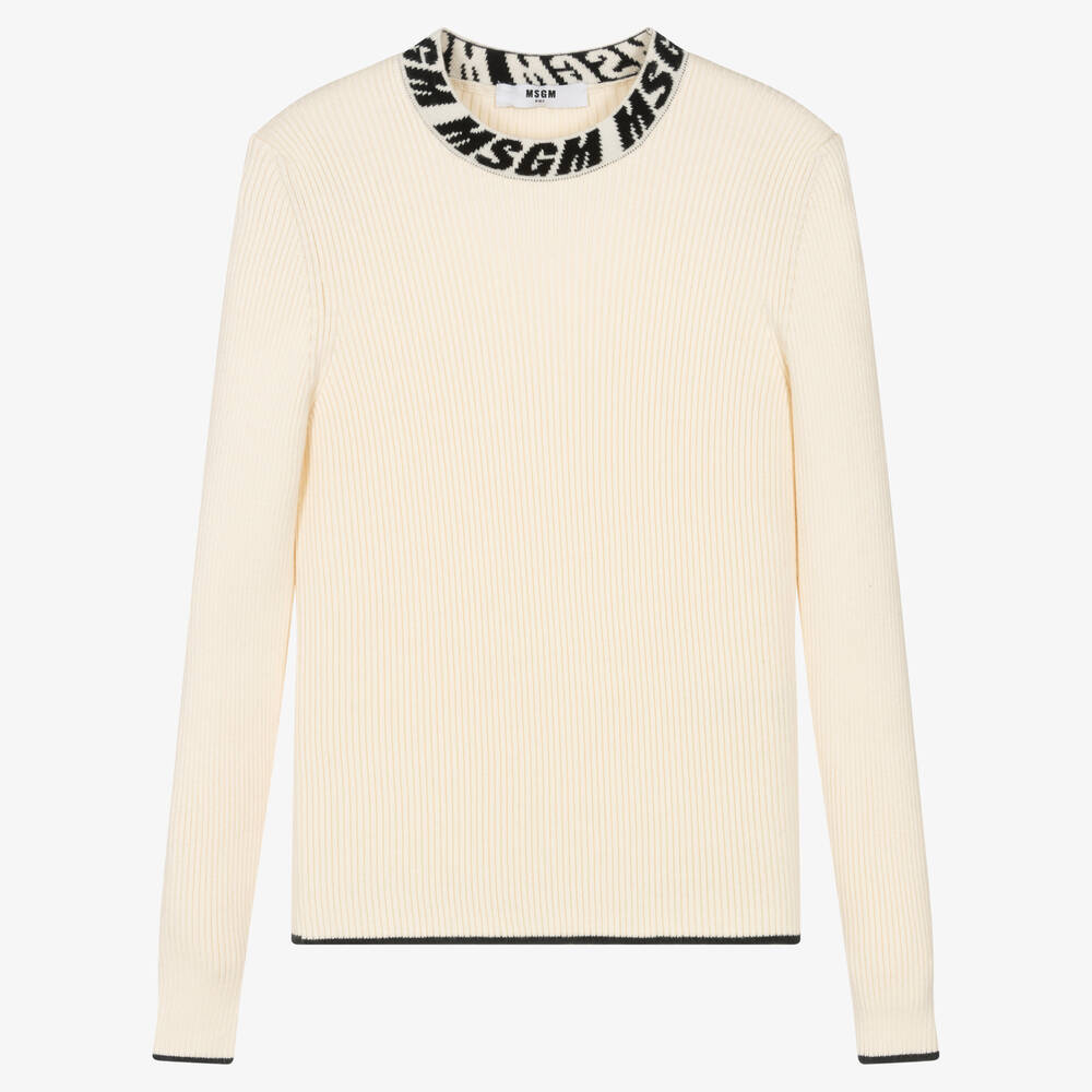 MSGM - Teen Girls Ivory Knit Jumper | Childrensalon