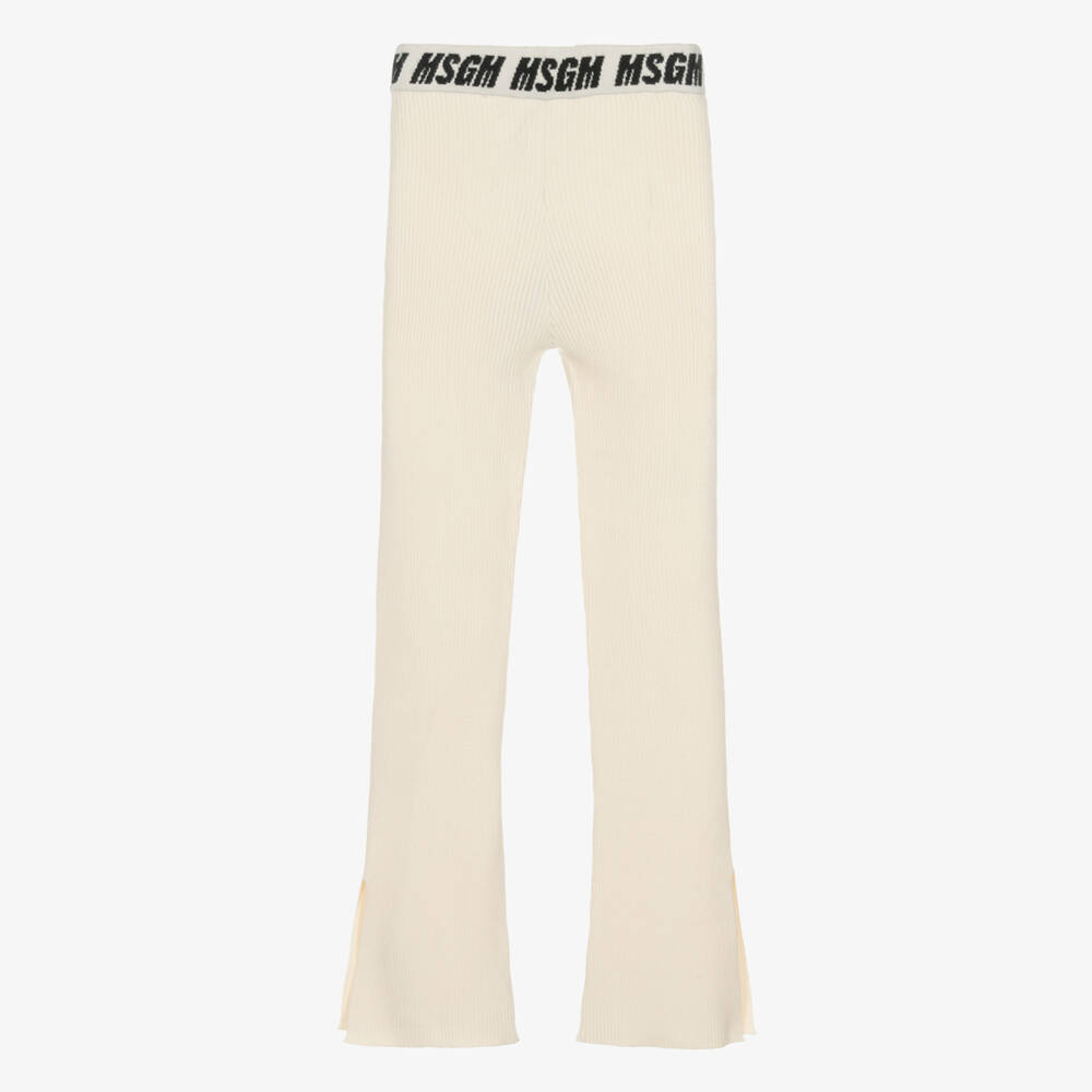 MSGM - Gerippte Teen Strickhose Elfenbein | Childrensalon