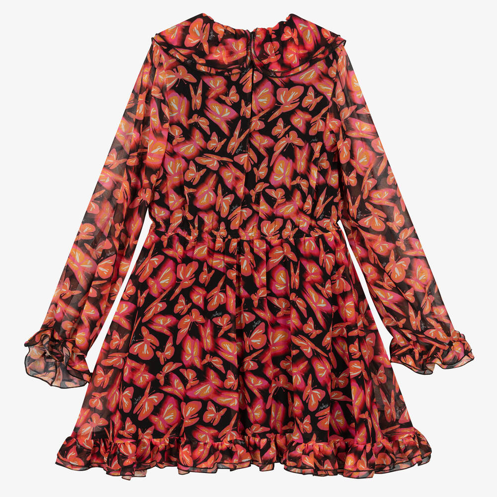 MSGM-Teen Girls Pink Butterfly Chiffon Dress | Childrensalon Outlet