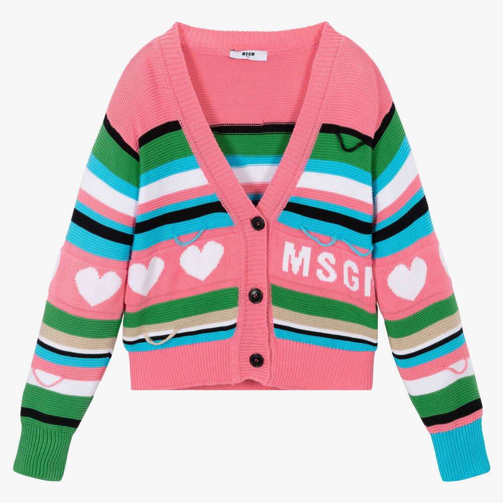 MSGM - Cardigan rose en coton ado fille | Childrensalon