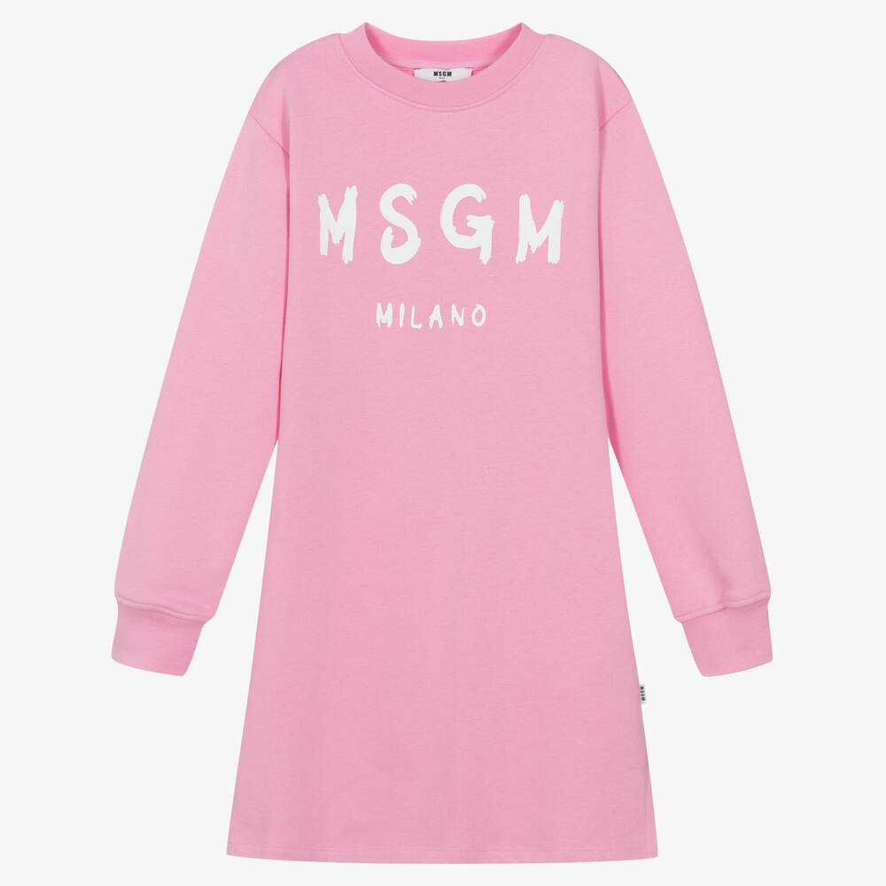 MSGM - فستان قطن جيرسي لون زهري تينز بناتي | Childrensalon