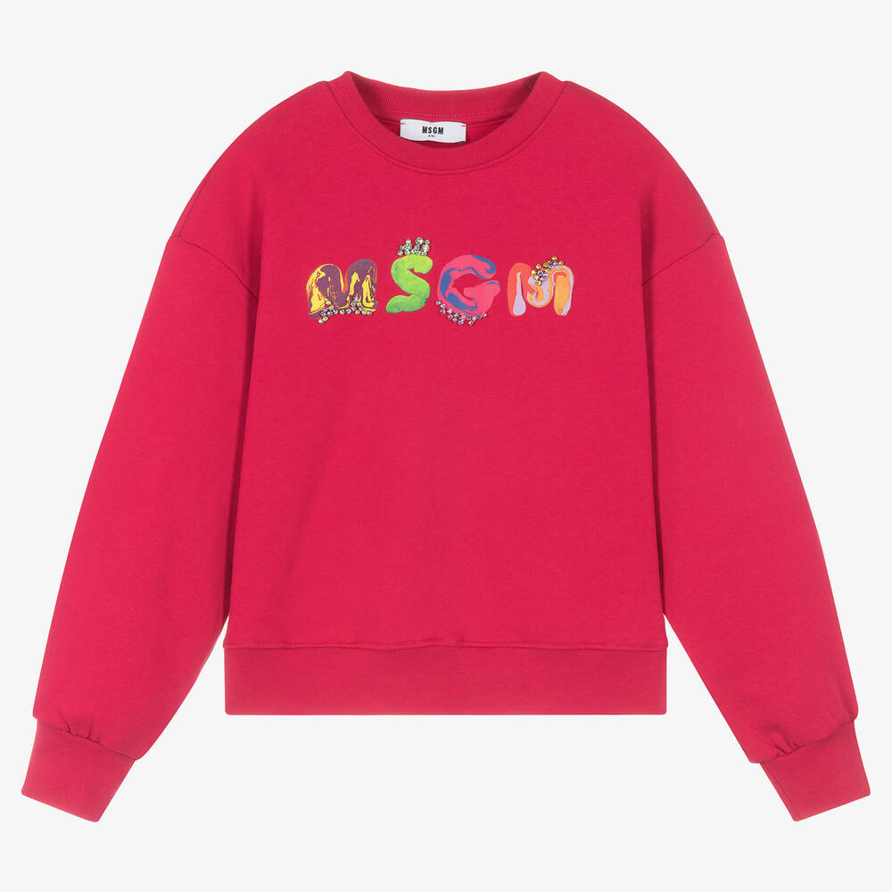 MSGM - Teen Girls Pink Cotton Jewel Sweatshirt | Childrensalon