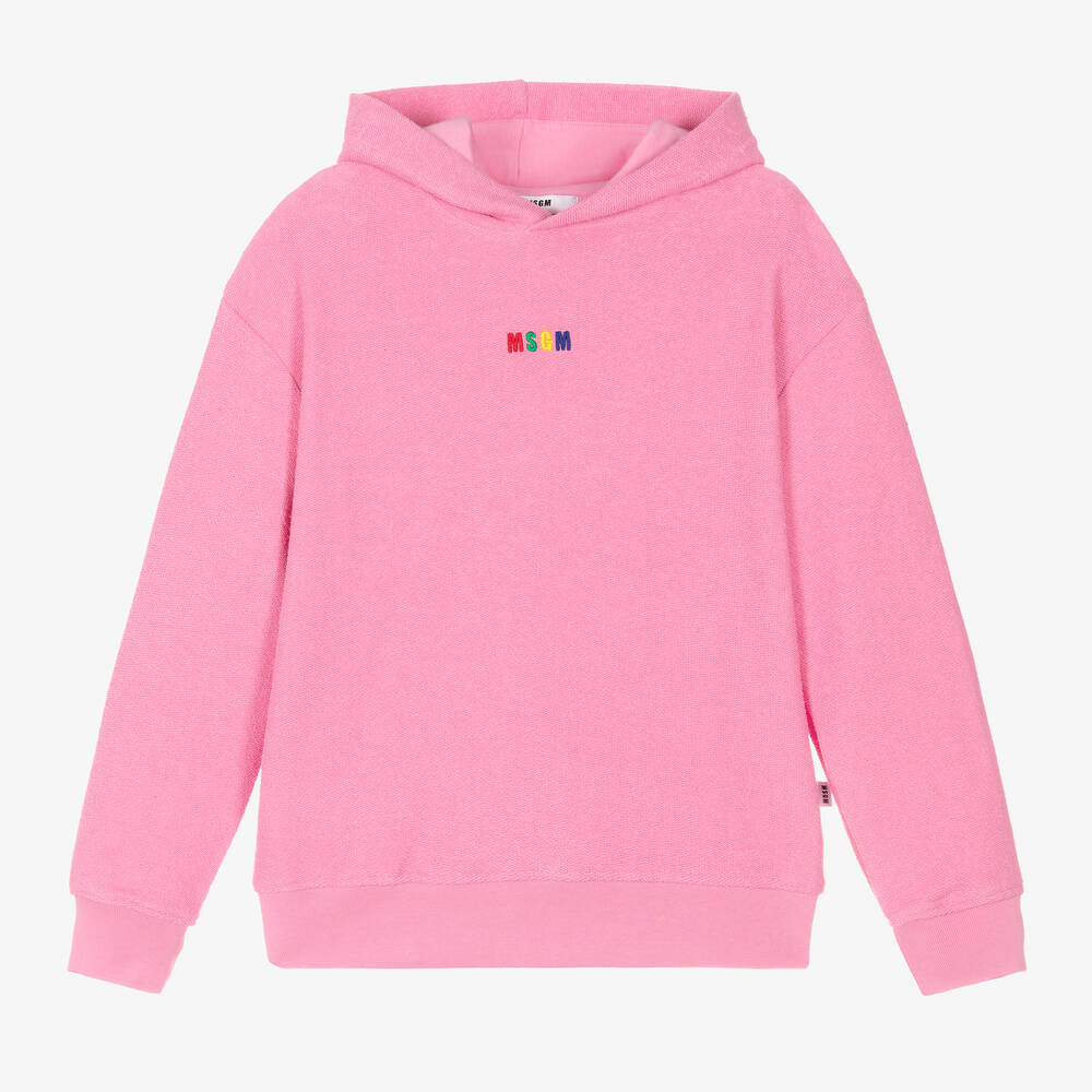 MSGM - Teen Girls Pink Cotton Logo Hoodie | Childrensalon