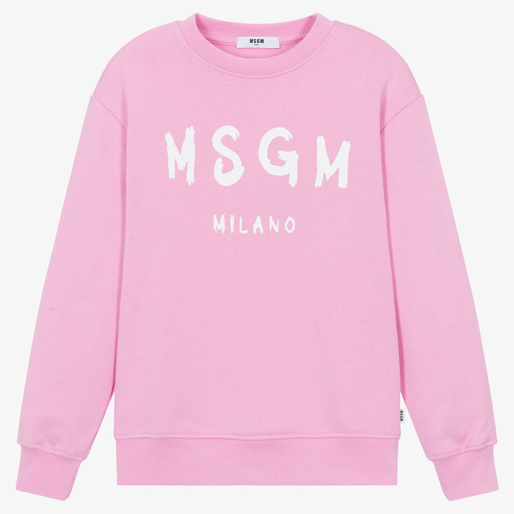 MSGM - Sweat-shirt rose en coton ado fille | Childrensalon
